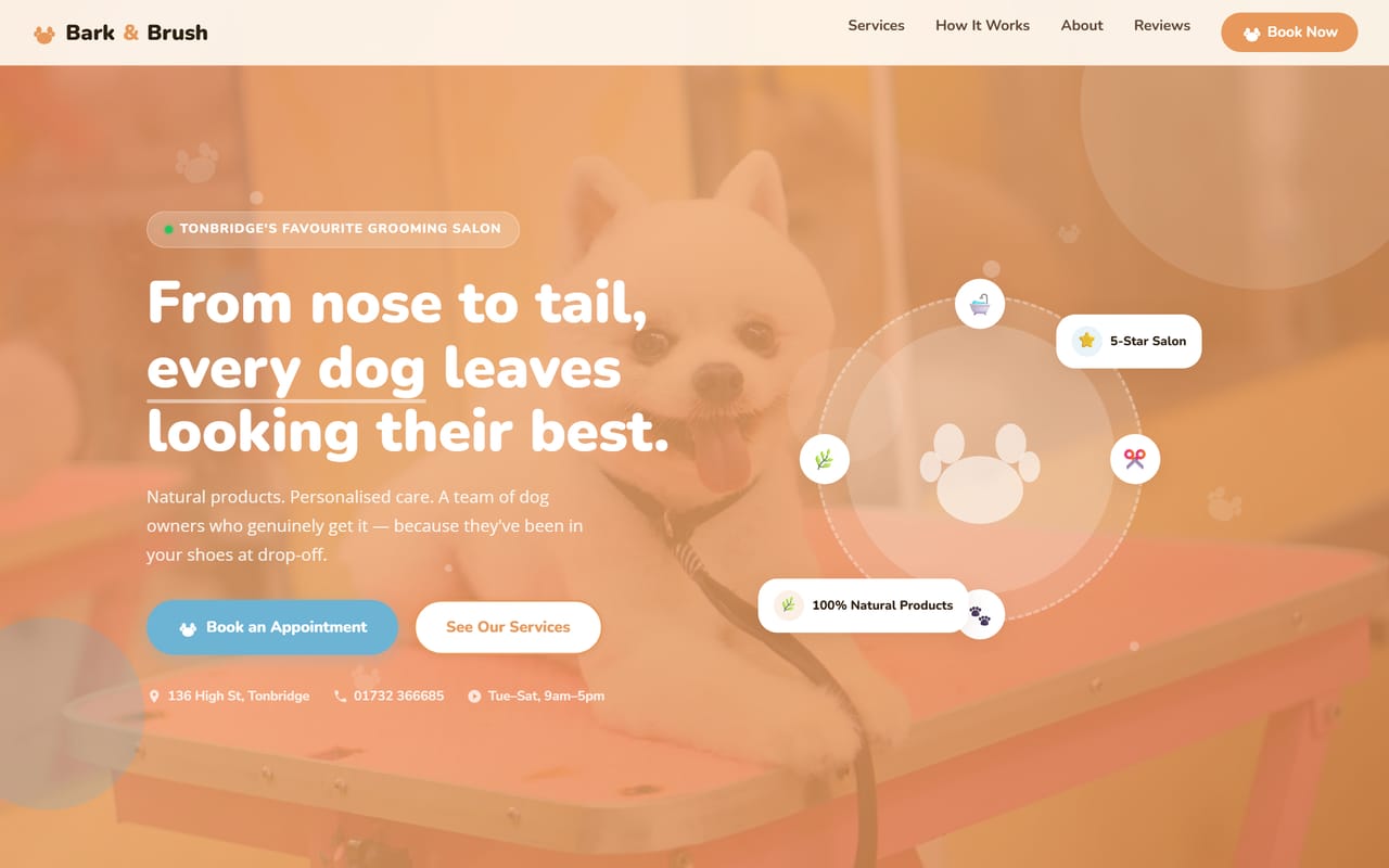 Bark and Brush dog grooming website built by EverLabs Design
